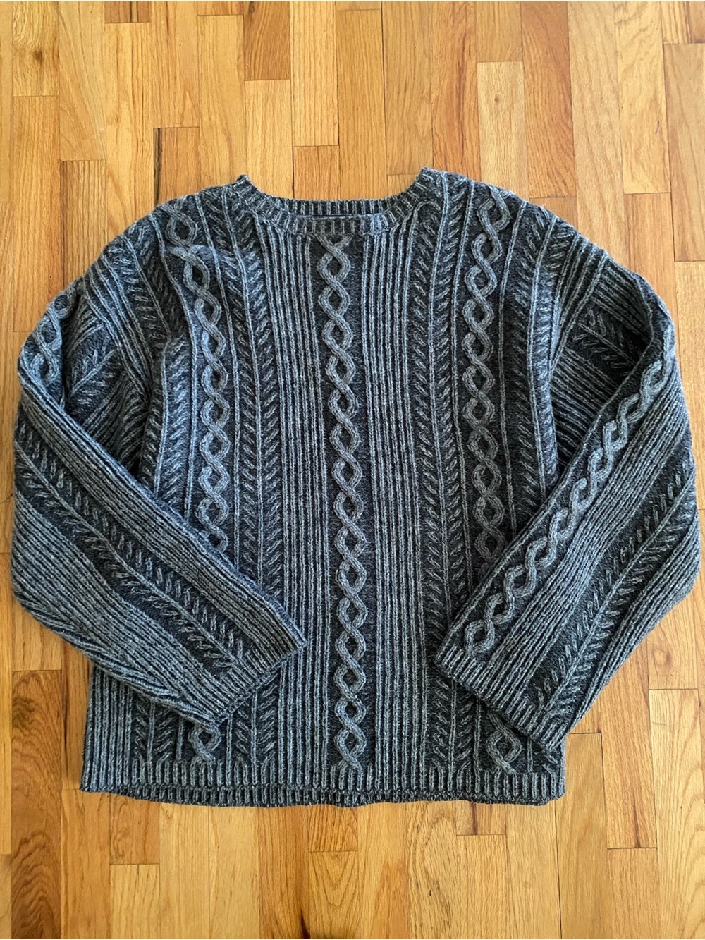 Fisherman Out of Ireland Wool Cable Knit Sweater Cabincore Timeless Size XXL